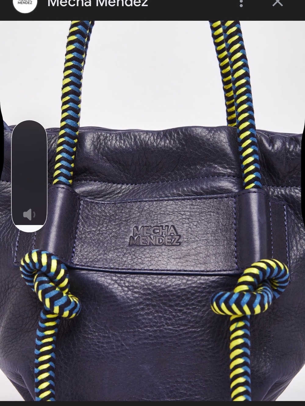 Mecha Mendez Navy Leather Shoulder Bag Crossbody Option